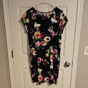 Merona Black Floral Midi Dress